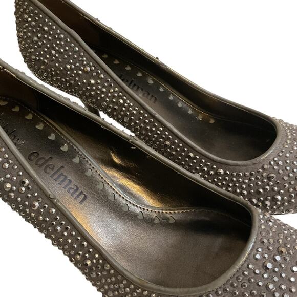 Libby Edelman Rhinestone Gray Heels Jewel 8.5 M Pointed Toe Spike Heel Classic - Picture 5 of 14
